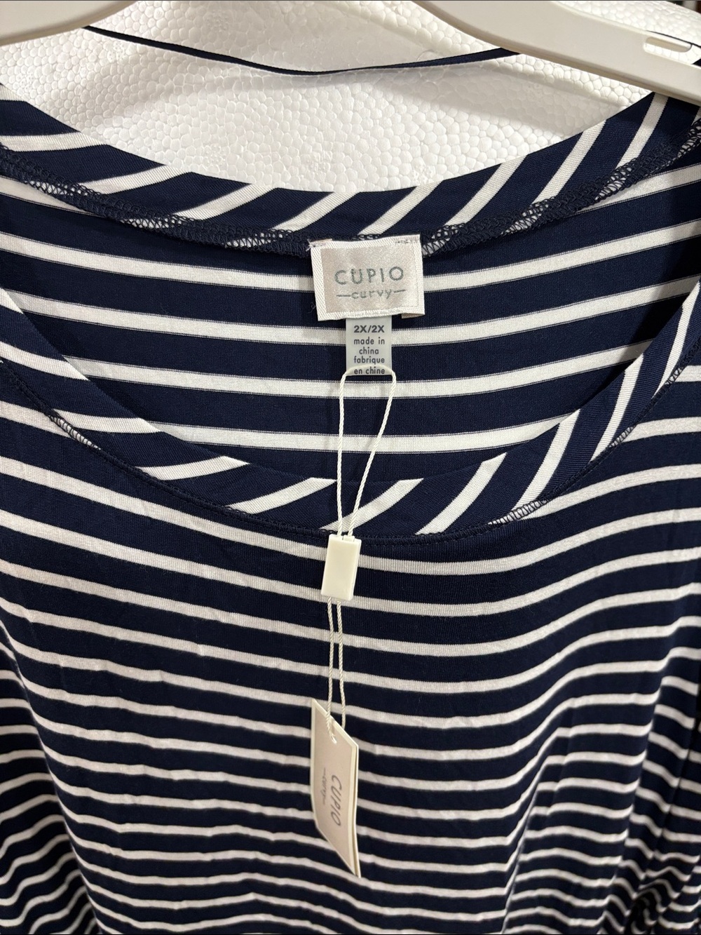 Cupio Navy and White Striped Long Sleeve Tunic size 2X - Picture 4 of 4